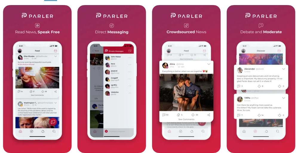 Parler Screenshots from the Apple Store