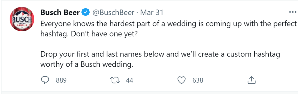 Busch Beer example of engagement