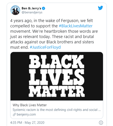 Ben & Jerry's Black Lives Matter Tweet